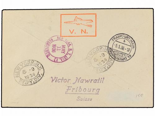 ✉ POLONIA. 1936 (1-V). WARSAWA to NEW YORK. 10 gr., 25 gr., 