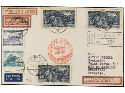 ✉ POLONIA. 1936 (18-V). RYBNIK to RIO DE JANEIRO (Brazil). 5