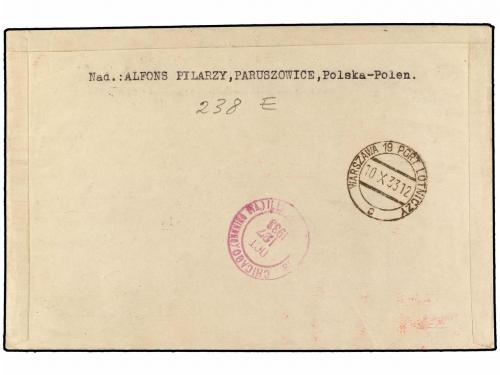✉ POLONIA. 1933 (9-X). LAZISKA GORNE to CHICAGO (U.S.A.). 80