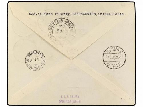 ✉ POLONIA. 1933 (28-VIII). RYBNIK to CURITIBA (Brazil). 45 g