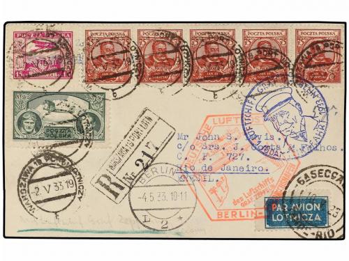 ✉ POLONIA. 1933 (4-V). WARSAWA to RIO DE JANEIRO (Brazil). 1