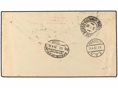 ✉ POLONIA. 1932 (7-IV). WARSAWA to RIO DE JANEIRO. 20 gr., 3