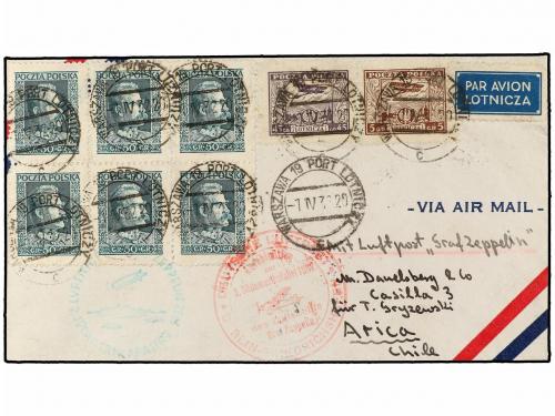 ✉ POLONIA. 1932 (1-IV). WARSAWA to ARICA (Chile). 5 gr., 45 