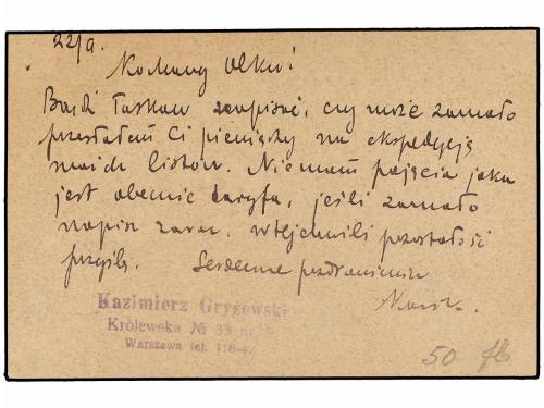 ✉ POLONIA. 1922 (22-IX). WARSAWA to DANZIG. AIR MAIL. 8 mk. 