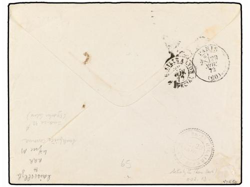 ✉ SINGAPUR. 1872 (Nov. 1). SINGAPUR to FRANCE. Cover franked