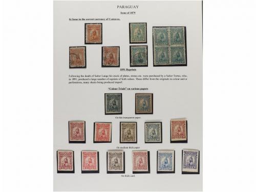 ✉ PARAGUAY. 1879-87. COLECCIÓN montada en hojas de álbum con