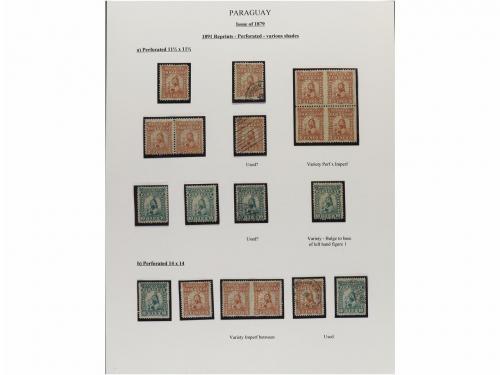 ✉ PARAGUAY. 1879-87. COLECCIÓN montada en hojas de álbum con