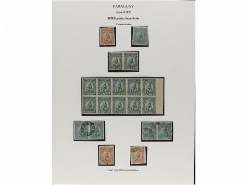 ✉ PARAGUAY. 1879-87. COLECCIÓN montada en hojas de álbum con