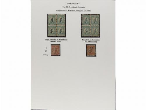 ✉ PARAGUAY. 1879-87. COLECCIÓN montada en hojas de álbum con
