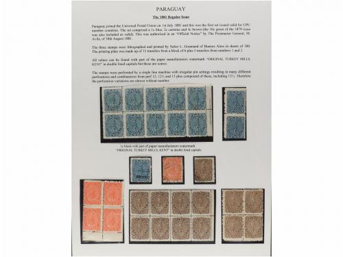 ✉ PARAGUAY. 1879-87. COLECCIÓN montada en hojas de álbum con