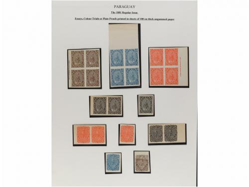 ✉ PARAGUAY. 1879-87. COLECCIÓN montada en hojas de álbum con