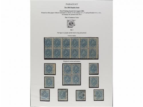 ✉ PARAGUAY. 1879-87. COLECCIÓN montada en hojas de álbum con
