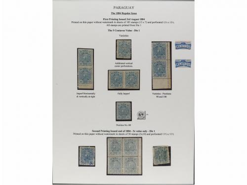 ✉ PARAGUAY. 1879-87. COLECCIÓN montada en hojas de álbum con