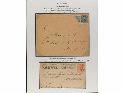 ✉ PARAGUAY. 1879-87. COLECCIÓN montada en hojas de álbum con