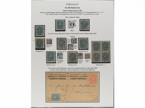 ✉ PARAGUAY. 1879-87. COLECCIÓN montada en hojas de álbum con