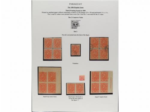 ✉ PARAGUAY. 1879-87. COLECCIÓN montada en hojas de álbum con