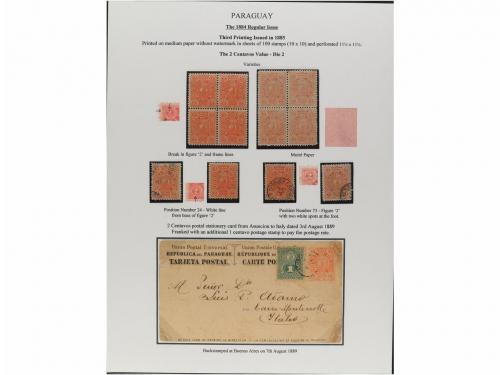✉ PARAGUAY. 1879-87. COLECCIÓN montada en hojas de álbum con
