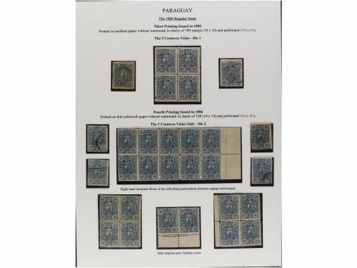 ✉ PARAGUAY. 1879-87. COLECCIÓN montada en hojas de álbum con
