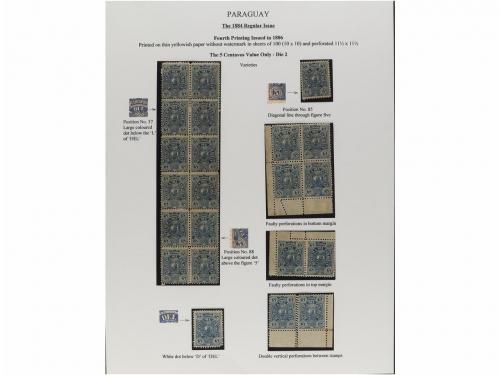 ✉ PARAGUAY. 1879-87. COLECCIÓN montada en hojas de álbum con