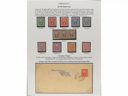 ✉ PARAGUAY. 1879-87. COLECCIÓN montada en hojas de álbum con