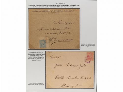 ✉ PARAGUAY. 1879-87. COLECCIÓN montada en hojas de álbum con