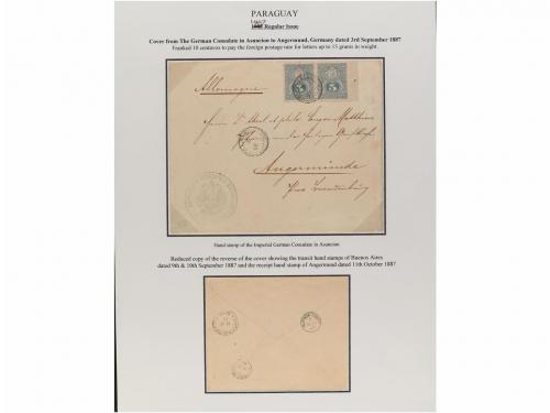 ✉ PARAGUAY. 1879-87. COLECCIÓN montada en hojas de álbum con