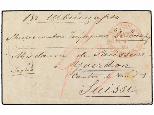 ✉ RUSIA. Sc. 19, 20 (2), 22, 23. 1869. TSITA to YVERDON (Swi