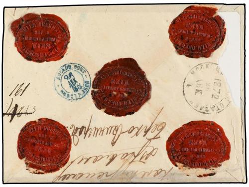 ✉ AUSTRIA. 1872. VIENNA to MOSCOW. 25 kr. grey. Registered l