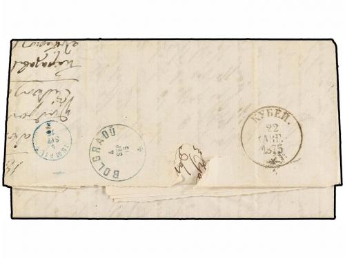 ✉ RUSIA. Sc. 28. 1875. ODESSA to ISMAIL (Romania). 8 k. grey