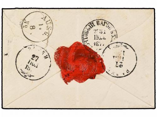✉ RUSIA. Sc. 22 (3), 28. 1877. Registered cover to WIESBADEN