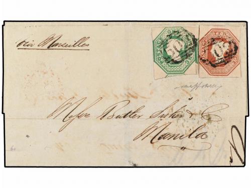 ✉ GRAN BRETAÑA. Sg. 54, 57. 1853. MANCHESTER to MANILA (Phil