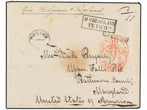 ✉ RUSIA. 1855. ODESSA to MARYLAND. AUSS RUSSLAND / FRANCO an
