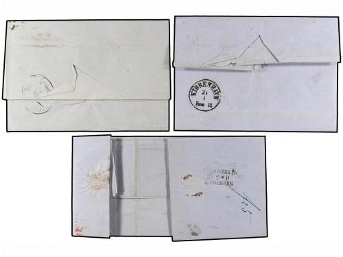 ✉ LETONIA. 1858-66. THREE letters sent to DENMARK with diver