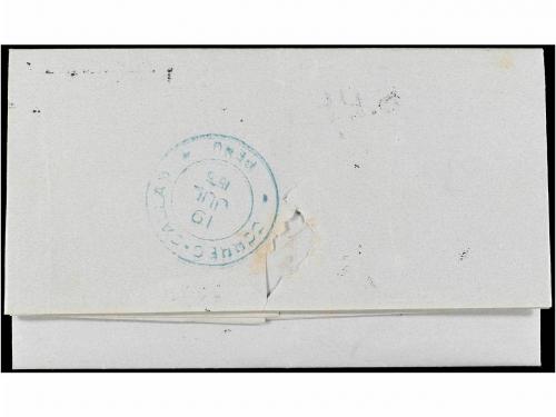 ✉ PERU. Sc. 16 (2). 1876. S. PEDRO a CALLAO. 5 cts. verde (2