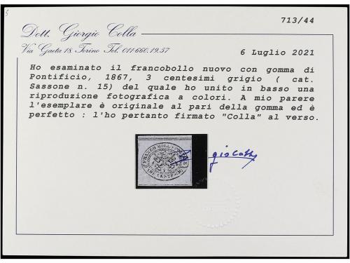 * ITALIA ANTIGUOS ESTADOS: ESTADOS PONTIFICIOS. Sa. 15. 1867