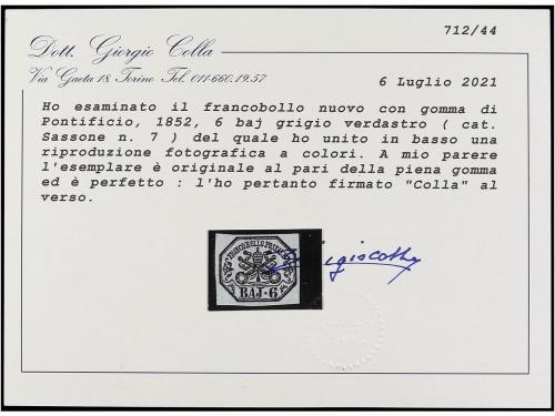 * ITALIA ANTIGUOS ESTADOS: ESTADOS PONTIFICIOS. Sa. 7. 1852.