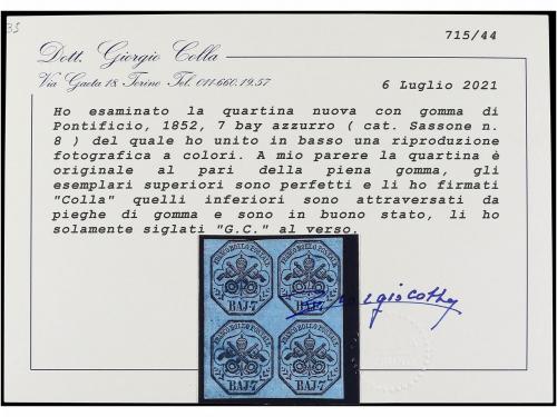 ✉ ITALIA ANTIGUOS ESTADOS: ESTADOS PONTIFICIOS. Sa. 8 (4). 1