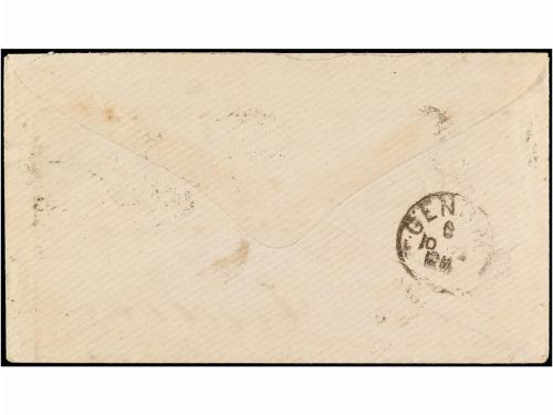 ✉ URUGUAY. 1879. MONTEVIDEO a GÉNOVA. 10 cts. rojo, marca li