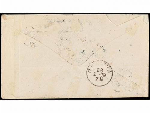 ✉ URUGUAY. Sc. 41 (3). 1878. MONTEVIDEO a GENOVA. 10 cts. ro