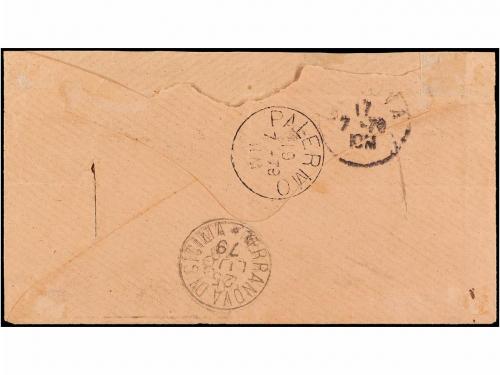 ✉ URUGUAY. Sc. 41. 1879. MONTEVIDEO a TERRANOVA (Sicilia). 1