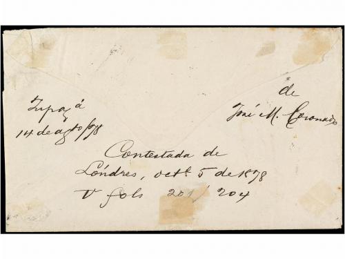 ✉ COLOMBIA. Sc. 74. 1878. BOGOTÁ a PARÍS. 10 ctvos. lila. Ma