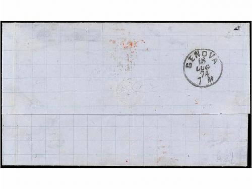 ✉ PUERTO RICO. 1874. MAYAGÜEZ a GÉNOVA (Italia). Circulada c