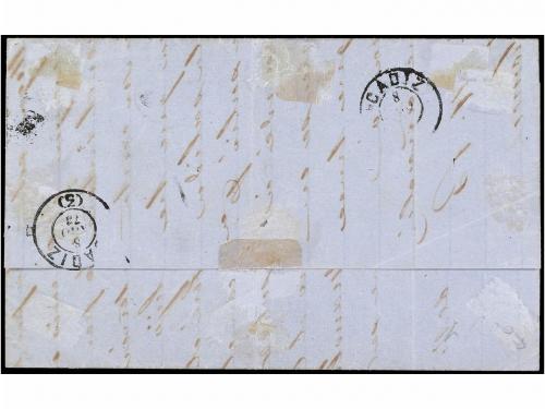 ✉ ESPAÑA. Ed. 133. 1873. GIBRALTAR a CÁDIZ. Envuelta circula