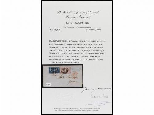 ✉ VENEZUELA. 1866. PUERTO CABELLO to GÉNOVA. Sent privately 