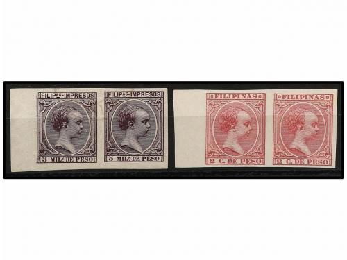 ° FILIPINAS. Ed. 78s (2), * 80s (2). 5 mils. violeta negro y