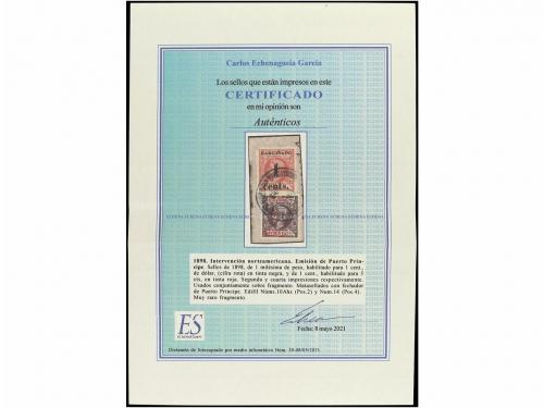 Δ CUBA. Ed. 10Ahz + 14. 1898. 1 cto. s. 1 mil. castaño, vari