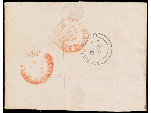 ✉ URUGUAY. 1853. MONTEVIDEO a BILBAO (España). FAJA DE PRENS