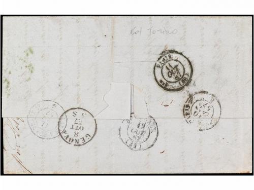 ✉ URUGUAY. 1857. MONTEVIDEO a BORDEAUX (Francia). Carta comp