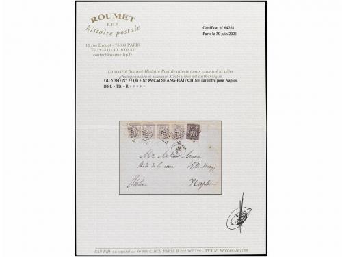 ✉ CHINA. 1881. SHANG-HAI to NAPLES (Italy). Envelope franked