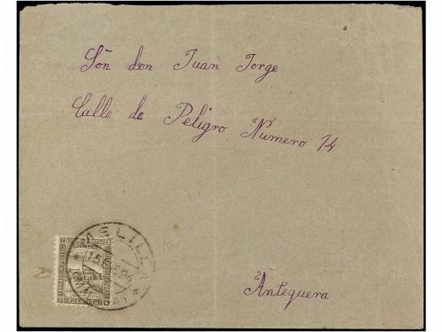 ✉ MARRUECOS. 1894. MELILLA a ANTEQUERA. Sello de Franquicia 